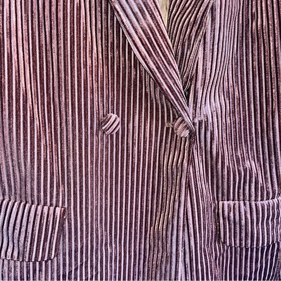 NWT Nasty Gal Striped Ribbed Velvet Say It Blazer Women 10 Button Pockets Lined - Picture 3 of 9